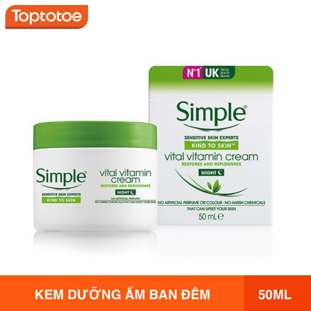 Kem Dưỡng Ban Đêm Simple Kind To Skin Vital Vitamin Night Cream 50ml