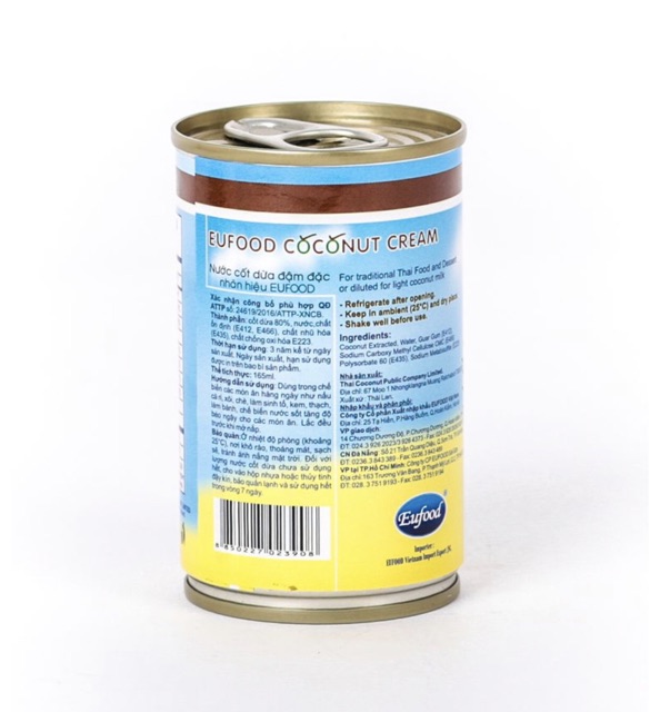 Nước cốt dừa Thái Lan EU Food 165ml & 400ml