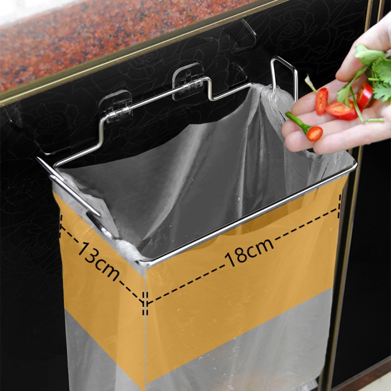 Giá đỡ treo túi rác gắn tường bằng thép không gỉ không đục lỗ đa năng sắp xếp gọn gàng cho nhà bếp nhà tắm