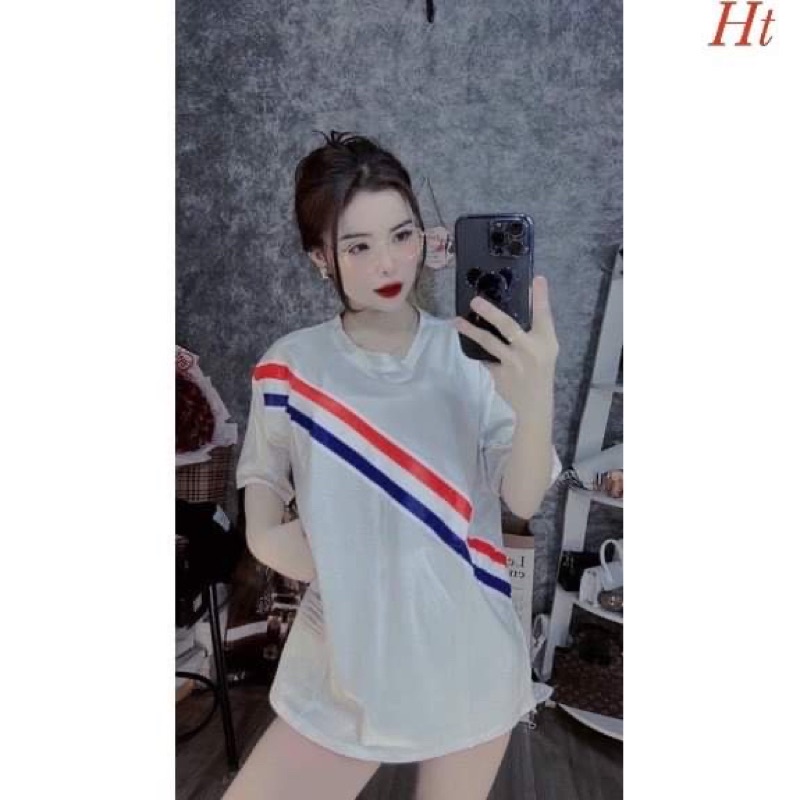 Áo phông sọc chéo xanh đỏ HT12