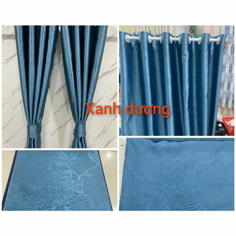 Rèm Cửa Xanh Dương TMFABRIC Chống Nắng Cực Tốt Nhiều Kích Thước Hoạ Tiết