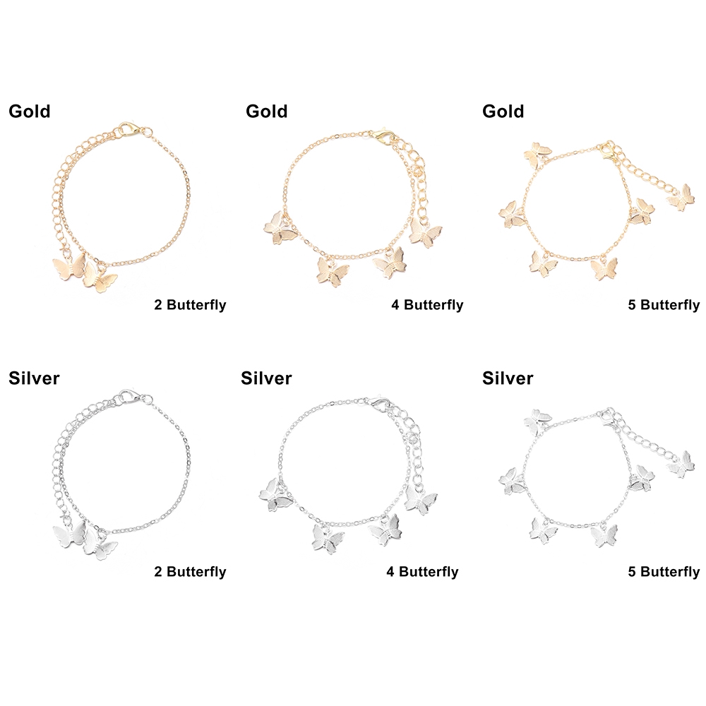 Vòng tay lắc chân mạ vàng /bạc mặt hình bướm dễ thương nữ tính
