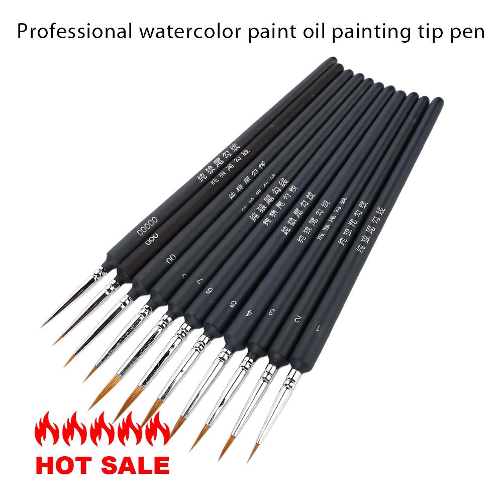 Oil Painting Art Brushes Scriptliner Watercolour Paint Wooden Handle Wolves Hairs Painting Brush Writing Illustration