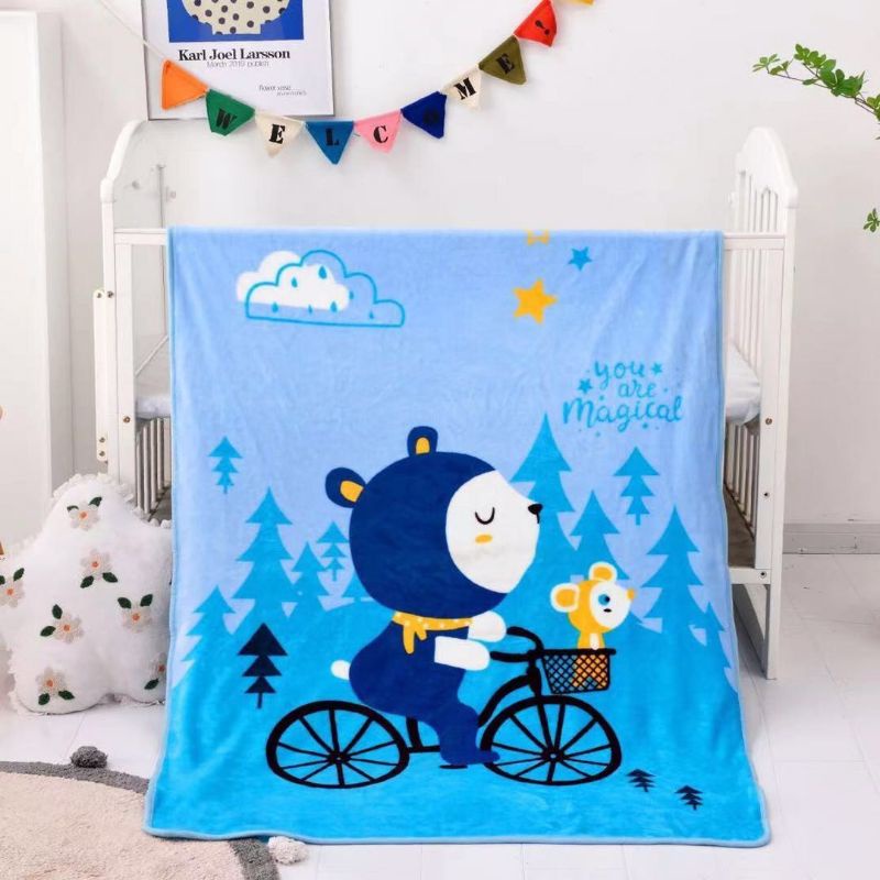 Chăn lông tuyết cho bé in hình mặt 100*140cm