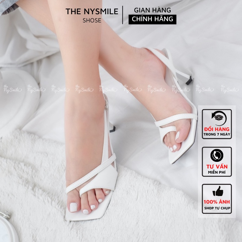 Giày cao gót xỏ ngón 5cm - THE NYSMILE - Gót nhọn công sở vạt chéo - DRAMA