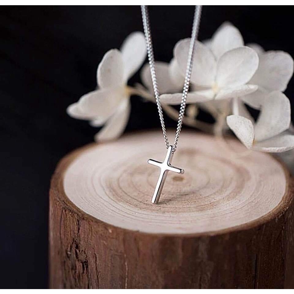 Dây chuyền bạc Dây liền mặt thánh giá nhỏ Van Jewelry V10086