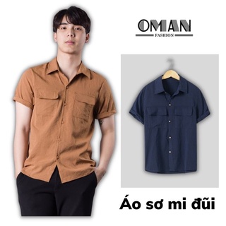 Áo sơ mi nam, Áo đũi nam cổ bẻ cộc tay - OMAN SM33