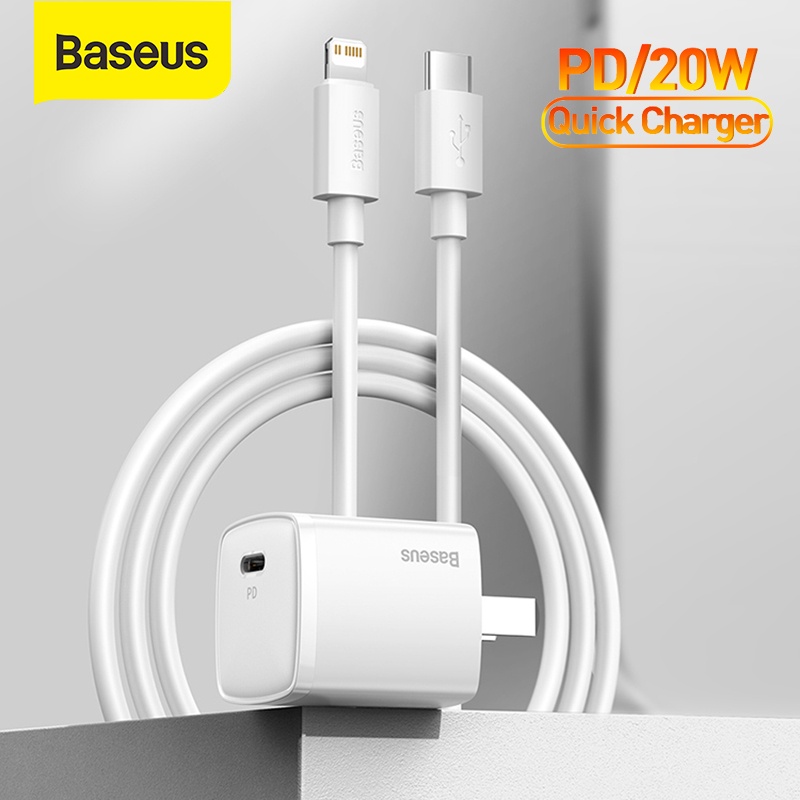 Bộ Sạc Baseus USB Type C chuẩn PD 20W Bộ Sạc Di Động USB C Hỗ Trợ Sạc Type C Sạc Nhanh Cho 13,12ProMax, 11