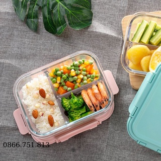 Hộp cơm thuỷ tinh 3 ngăn tiện lợi
