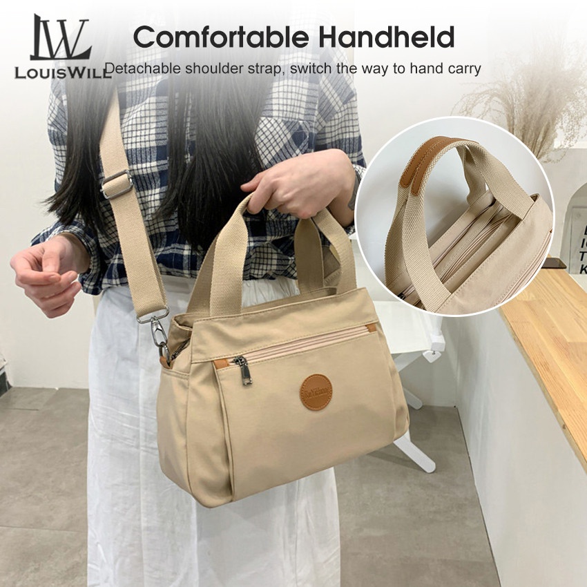 Túi Đeo Chéo LouisWill Bằng Vải Canvas Nhiều Ngăn Với Dây Đeo Có Thể Điều Chỉnh