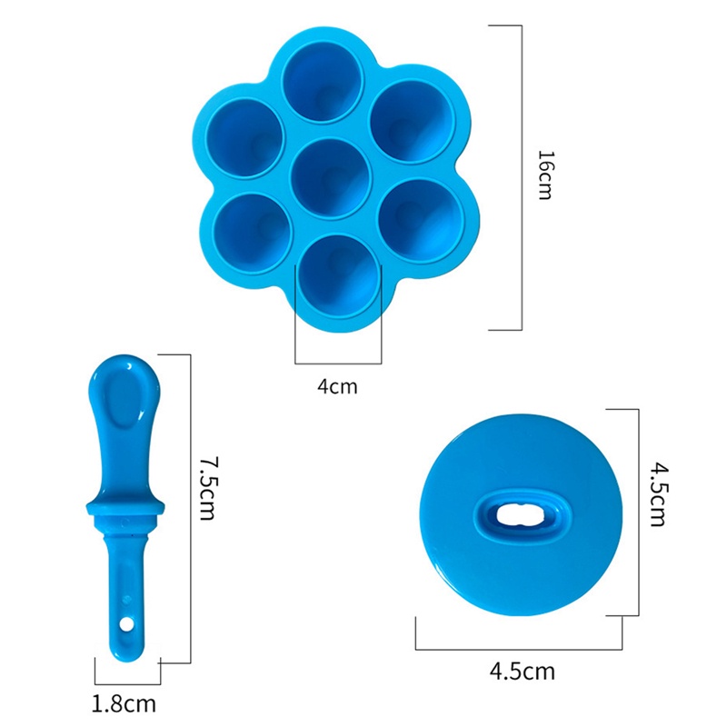 Khuôn Silicone Làm Kem 7 Ngăn Nhiều Màu Chống Dính Tiện Dụng