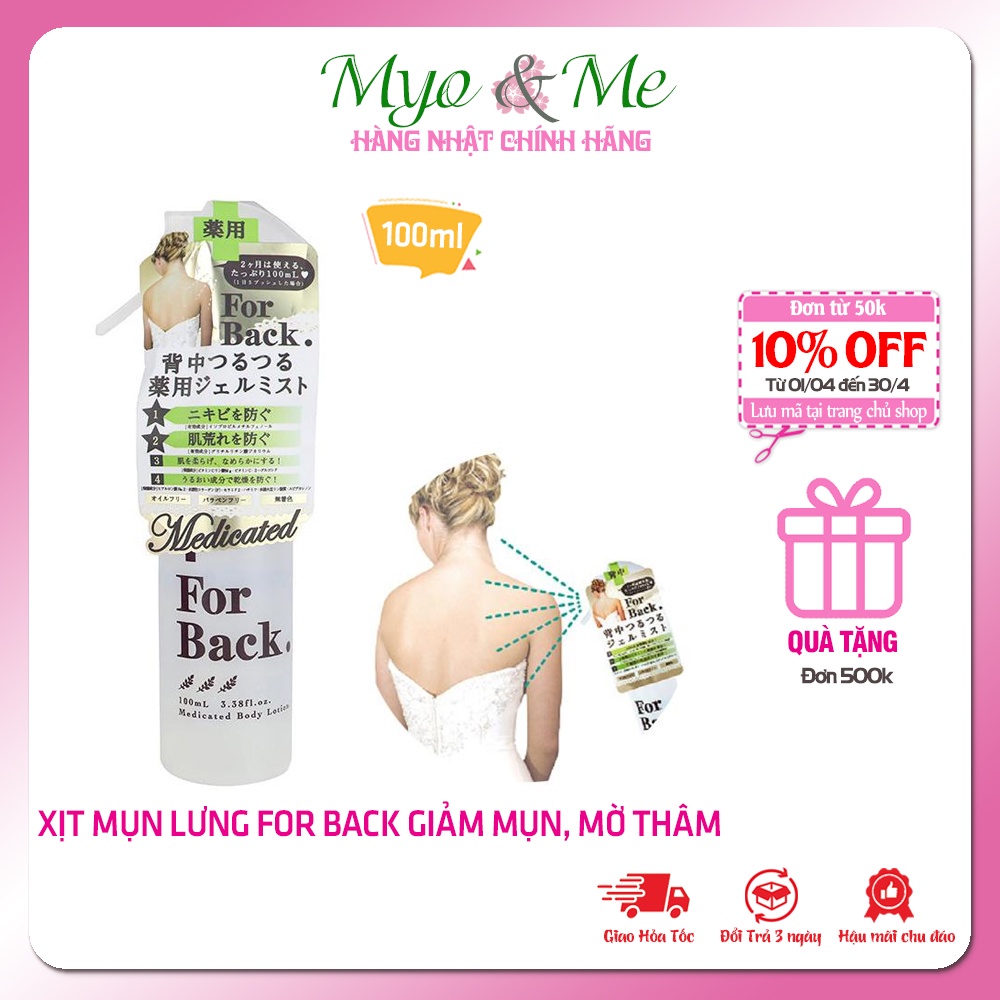 Chai xịt giảm mụn lưng For Back Nhật Bản giảm mụn, mờ thâm - 100ml