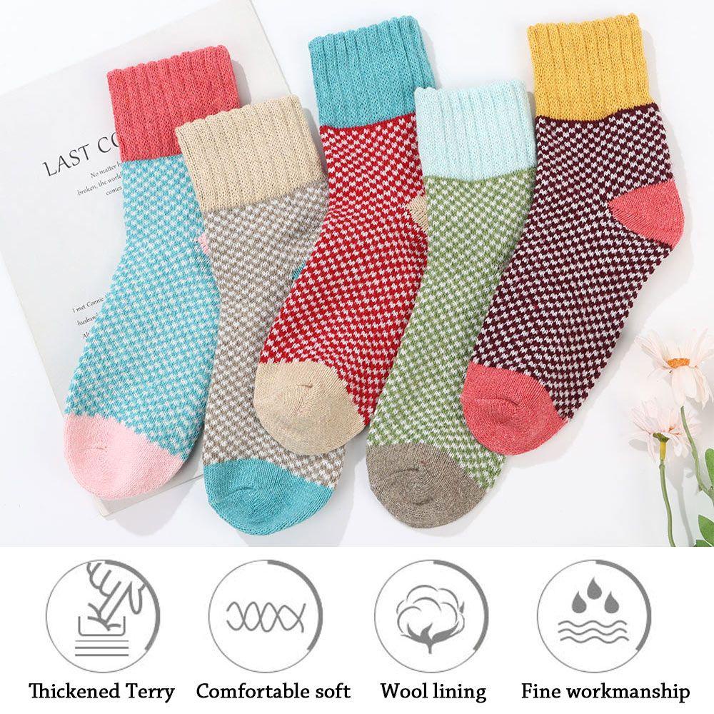 Bộ 5 Đôi Vớ Dày Mềm Mại Giữ Ấm Thoáng Khí