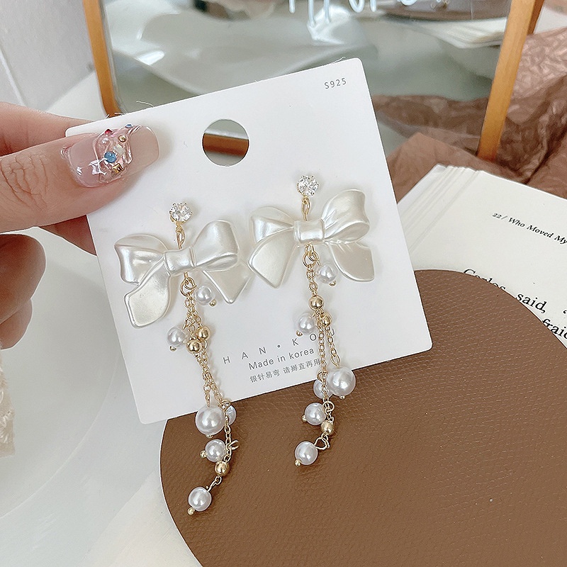 Khuyên Tai Nơ Tua Rua Phong Cách Hàn Quốc Thời Trang Chất Lượng Cao 2022 Mới