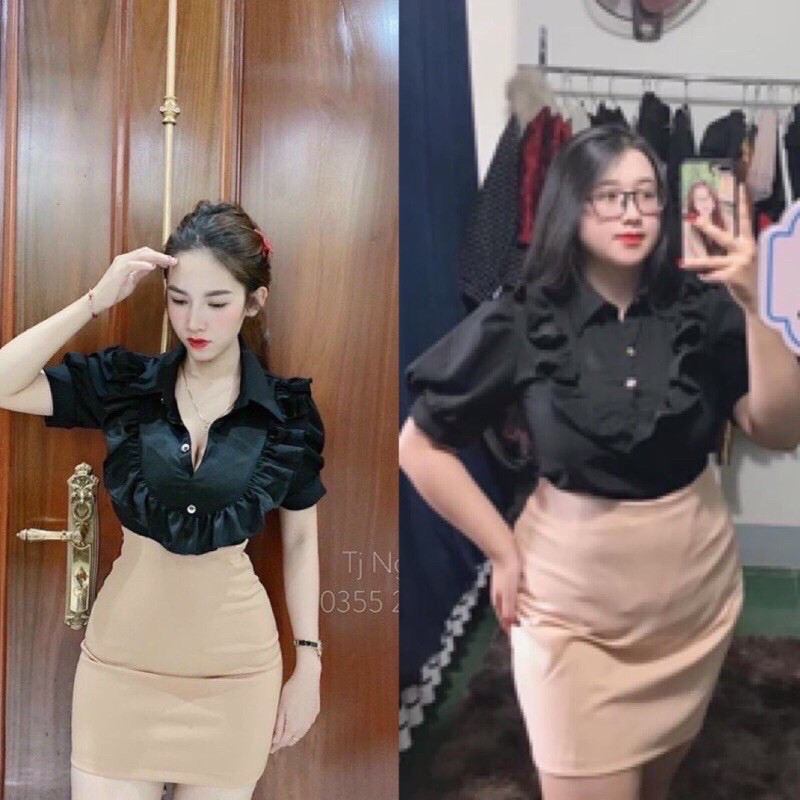 SET áo sơ mi tay phồng + CHÂN VÁY A BIGSIZE 60-90kg (có size)