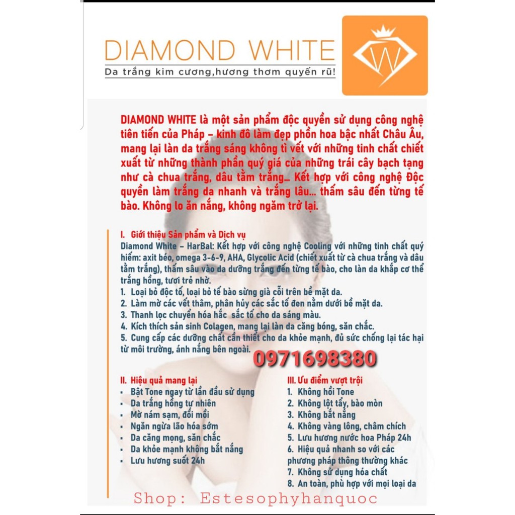 Kem dưỡng trắng mặt và toàn thân Diamond White