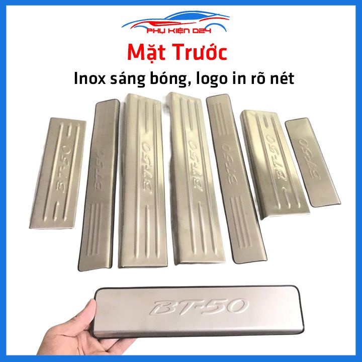 Bộ ốp bậc cửa trong ngoài BT50, BT-50 2015-2016-2017-2018-2019-2020-2021-2022 Inox chống trầy xe