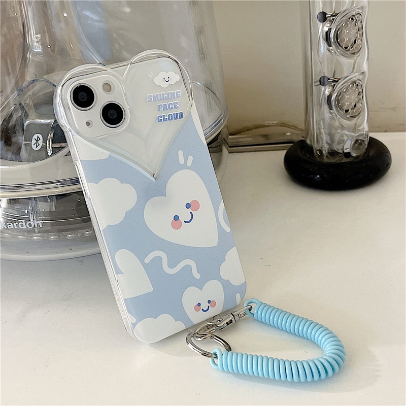 Ốp Điện Thoại Silicone tpu Hình Mặt Cười Có Dây Đeo Cho iPhone 13 12Pro 11 7/8Plus 6 7 8Plus Xs Xr Max