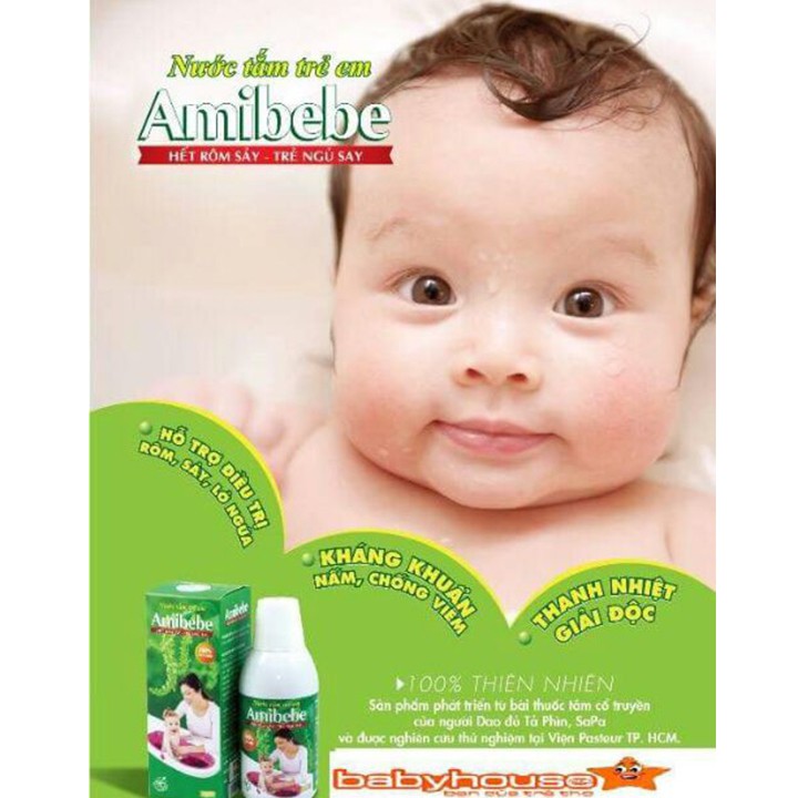 Nước Tắm Trẻ Em Amibebe 250Ml - Hỗ Trợ Điều Trị Rôm Sẩy Coastlinecare Pharmacy