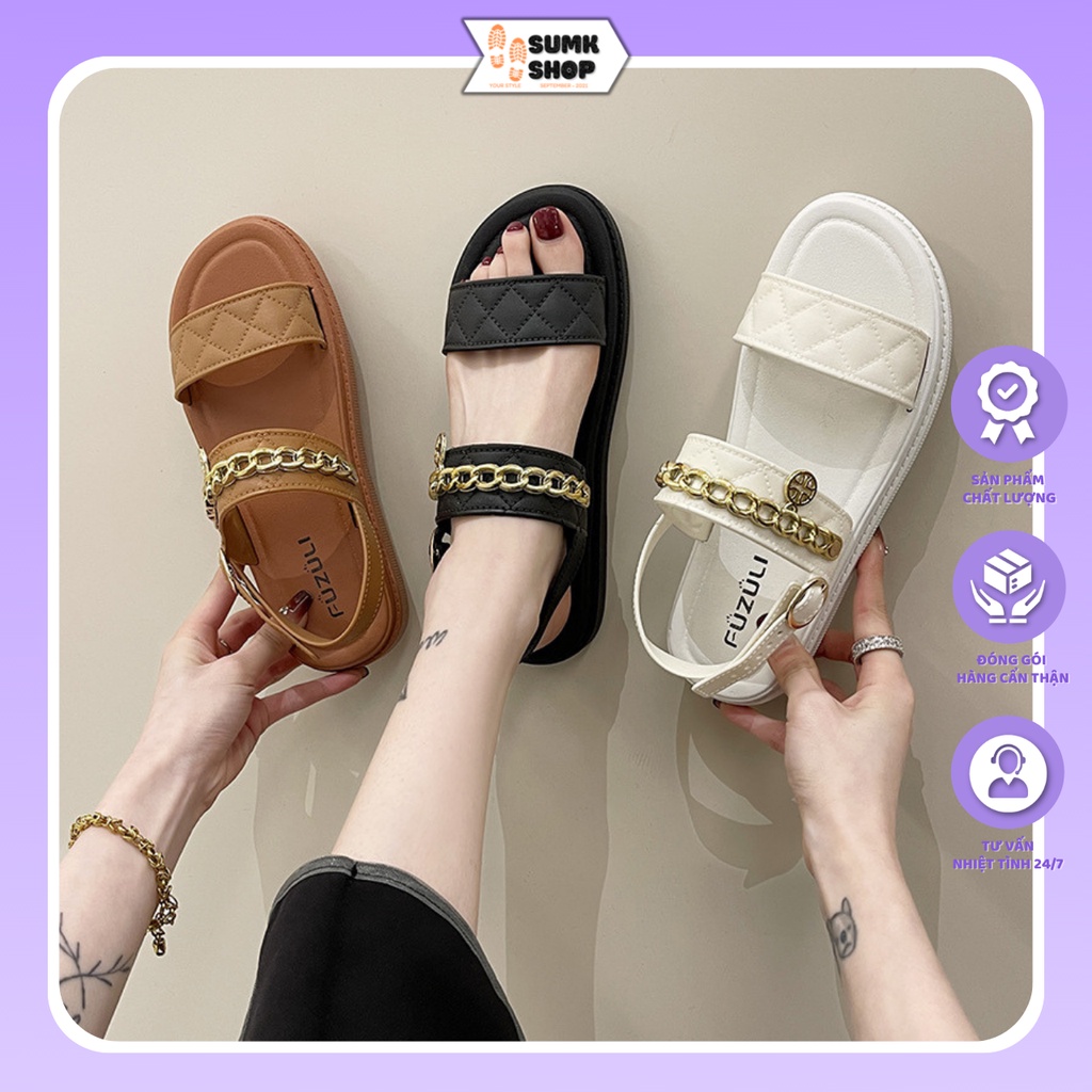 Dép quai ngang, sandal nữ bản to chất cao su siêu nhẹ, mềm dẻo êm chân