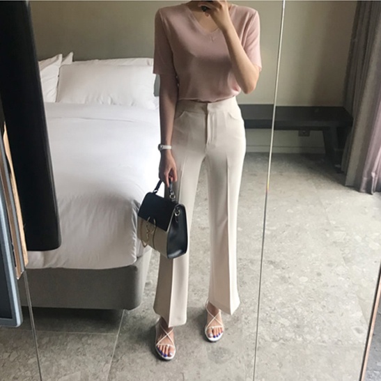 [MẪU MỚI] Quần Tây Công Sở Ống Loe Quần Âu Cạp Cao Dáng Dài Ống Loe Thời Trang Sugal QUAN NU 029V3