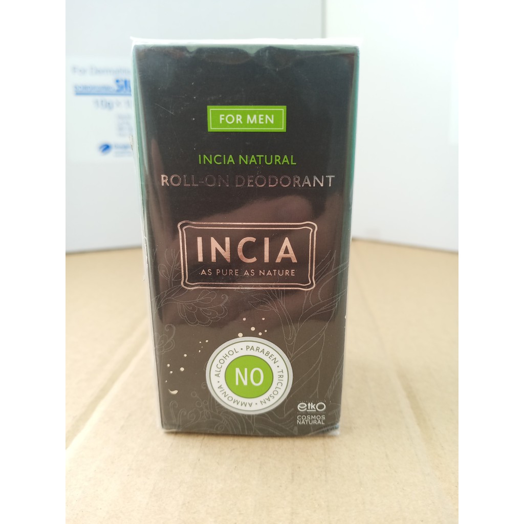 Chai lăn khử mùi nam Incia Natural Roll-On Deodorant For Men 50ml dưỡng trắng, ngừa vết thâm và mùi hôi dưới cánh tay