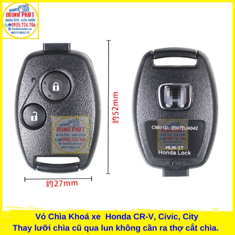 Vỏ Chìa Khoá xe Ô Tô Honda Civic, CRV, Accord, City