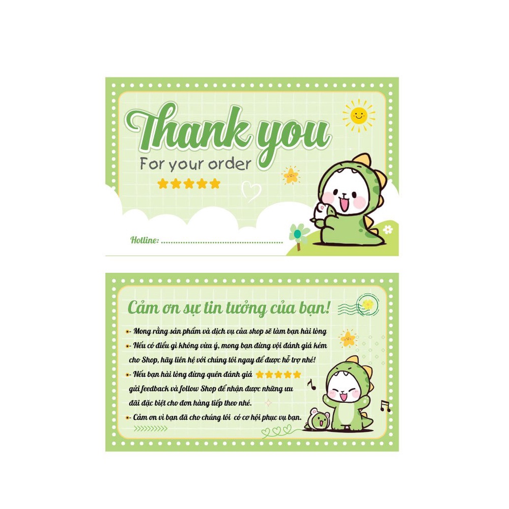 Combo 100 THẺ CẢM ƠN, Thiệp cám ơn, Thankyoucard cho shop bán hàng online bìa cứng cán màng  size 9x5.4cm