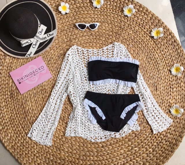 Bikini Đồ Bơi 2 Mảnh Viền Bèo Trắng GK0211 (Ảnh Thật) | BigBuy360 - bigbuy360.vn