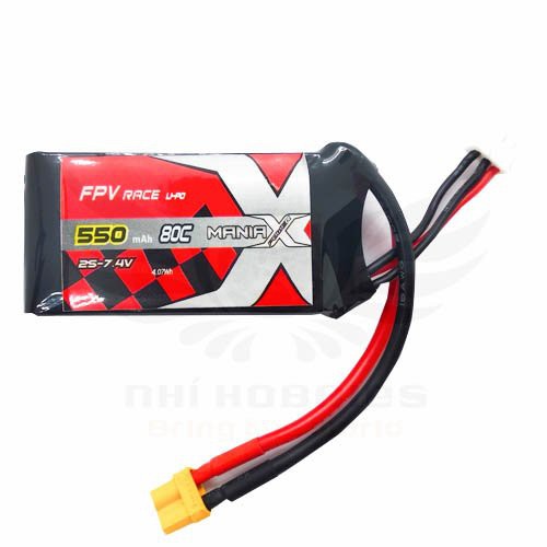 Pin Lipo Mania-X 7.4V 2S 550mAh 80C FPV Race