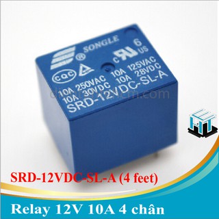 Relay 12V 10A 4 chân SRD-12VDC-SL-A hàng chuẩn SONGLE