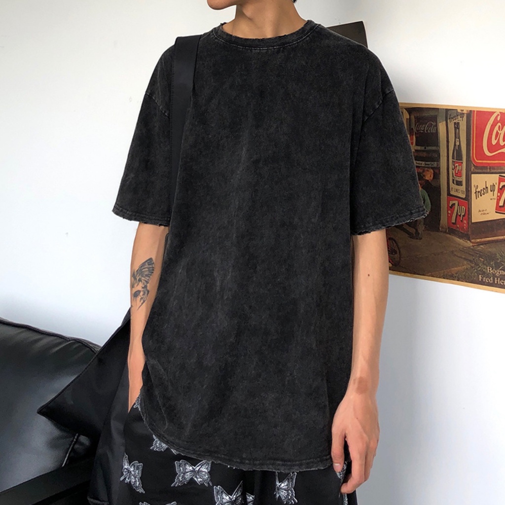 Áo thun tay lỡ form rộng nam nữ đẹp hàn quốc oversize , áo thun đen form rộng Wash xám basic