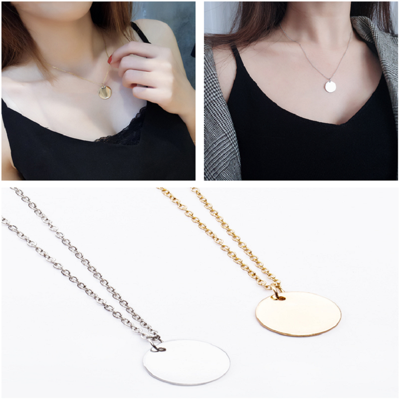 Dây chuyền kim loại mặt tròn phong cách Hàn Quốc cho phái nữ