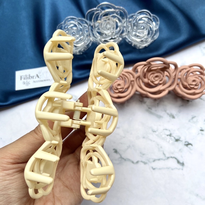 Kẹp tóc hoa hồng nữ tính phong cách Hàn Quốc, phụ kiện tóc xu hướng hottrend KT029 - Filibra