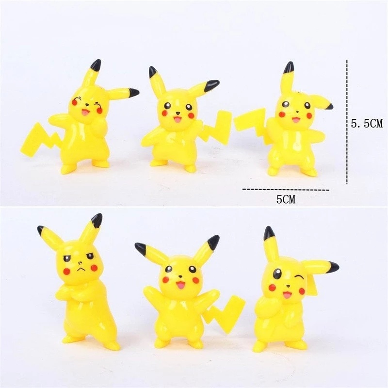 Bộ 6 Mô Hình Nhân Vật Hoạt Hình Pokemon Trang Trí Bánh Kem Tráng Men