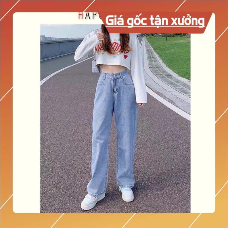 Khuyến mại Quần jean bò ống rộng suông nữ lưng cao chất vải đẹp cao cấp Hot 2021 - HAPONO-J028 huyenjean