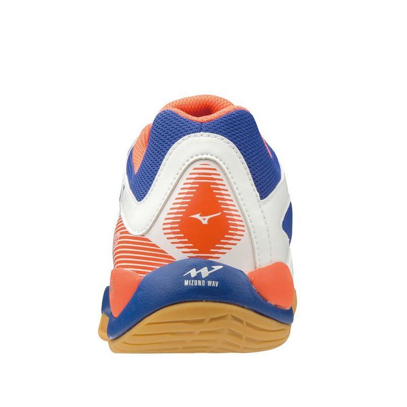 Giày cầu lông Mizuno Wave Smash 71GA196027 thương hiệu Nhật Bản màu trắng viền cam