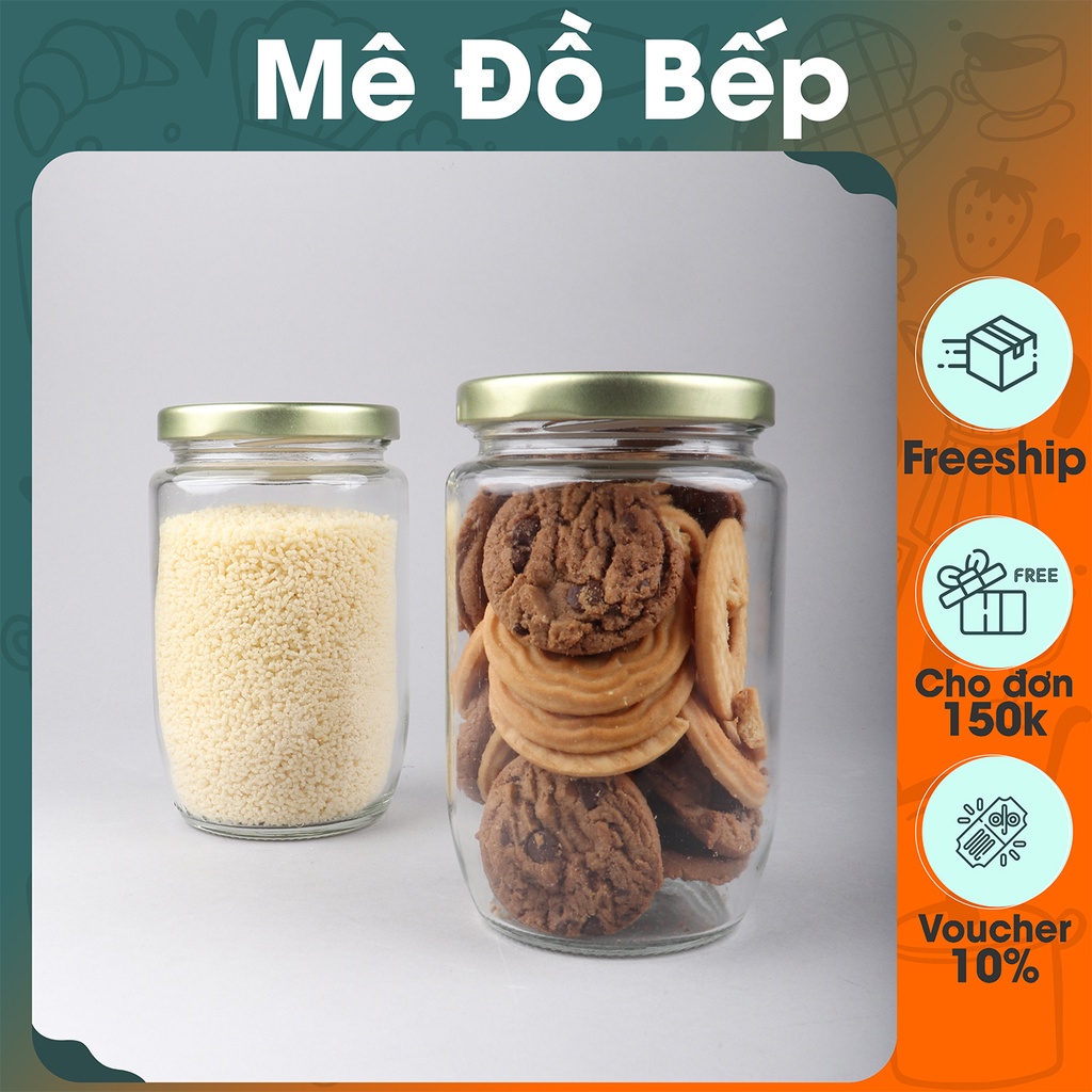 Hủ thủ tinh tròn 450ml Bam House có nắp nhôm giúp bảo quản gia vị và thực phẩm tốt cao cấp HT03 - Gia dụng bếp