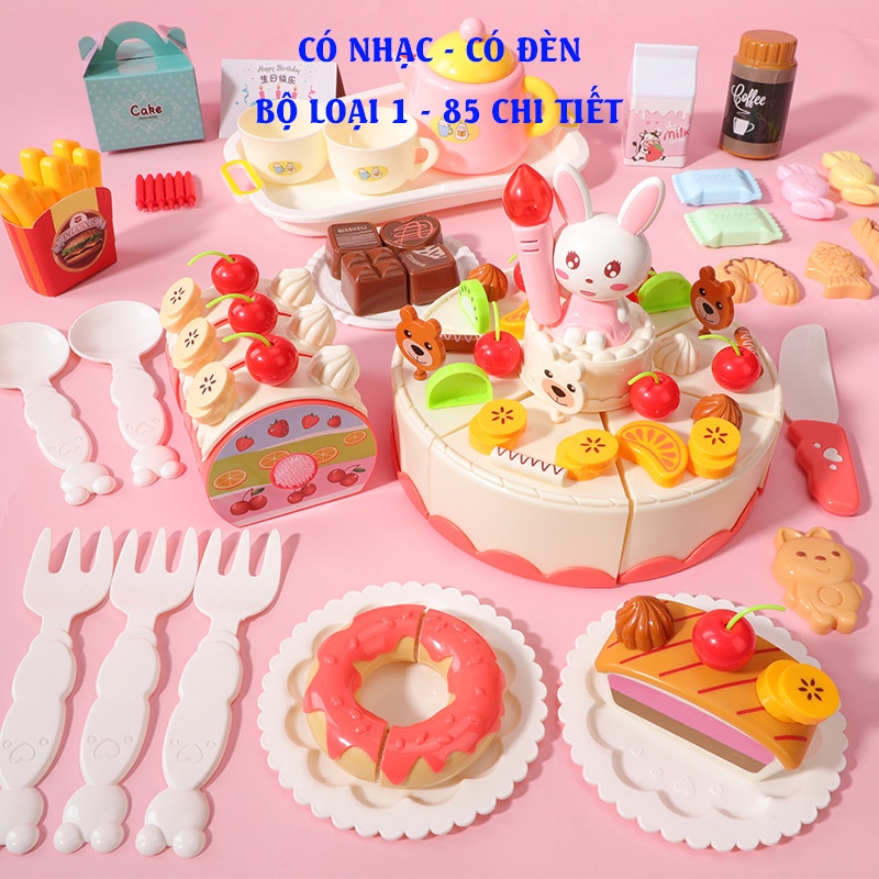 Đồ Chơi Bánh Sinh Nhật Cho Bé, Bánh Sinh Nhật 85 Chi Tiết Có Đèn và Nhạc Vui Nhộn