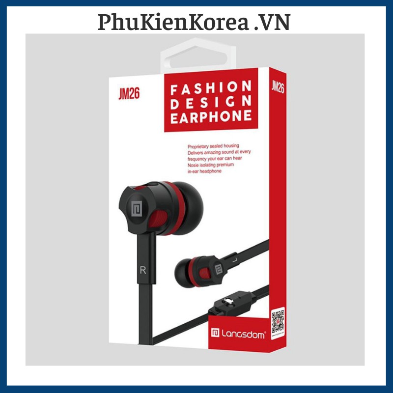 Tai Nghe Nhét Tai Earphone Langsdom JM26 Super Bass  ✔  Hàng chính hãng ✔ Bảo hành Toàn Quốc