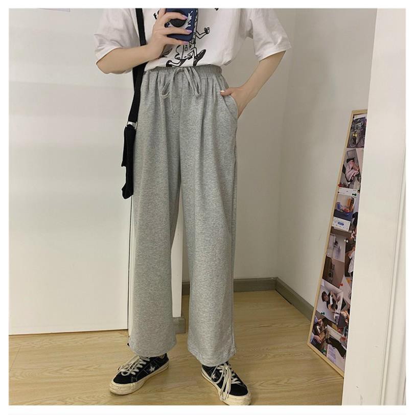 🌸 SIÊU HOT 🌸 Quần Thun Nỉ GOURD Unisex  Jogger dáng thụng dây rút ống rộng CHÂN CUA màu ĐEN | XÁM nam nữ 2021