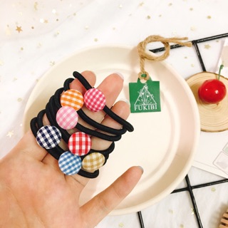 KẸP TÓC, CỘT TÓC CARO TRÒN VINTAGE ẢNH THẬT