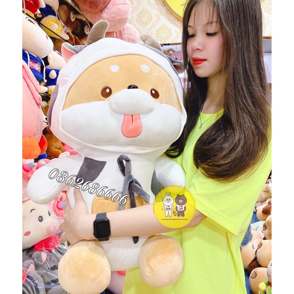 Gấu bông chó Shiba lè lưỡi cosplay kì lân bò sữa quả bơ kích thước 40-50-80cm Xưởng gấu bông Việt Nam