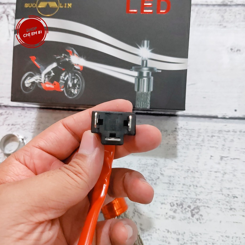 Đèn pha Led H4 SUOLIN râu tản nhiệt 3 tim ánh sáng trắng và vàng nhạt