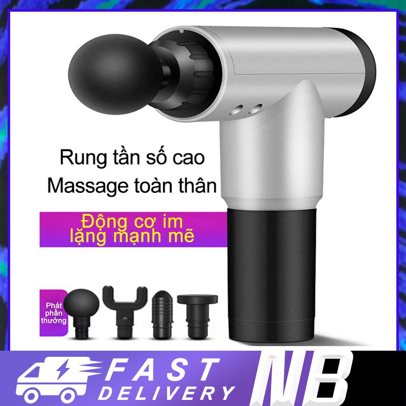 Súng Massage Fascial Gun - 4 Đầu 6 Chế Độ Fascial Giảm Cơ Căng Cơ Trị Nhức Mỏi Vai Gáy - KH320
