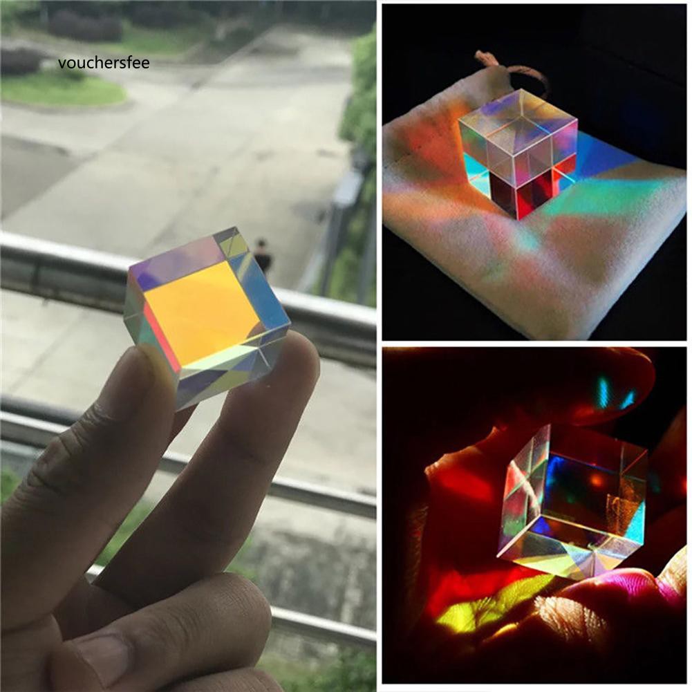 Large♥Optical Glass X-cube Dichroic Cube Prism RGB Combiner Splitter Educational Gift