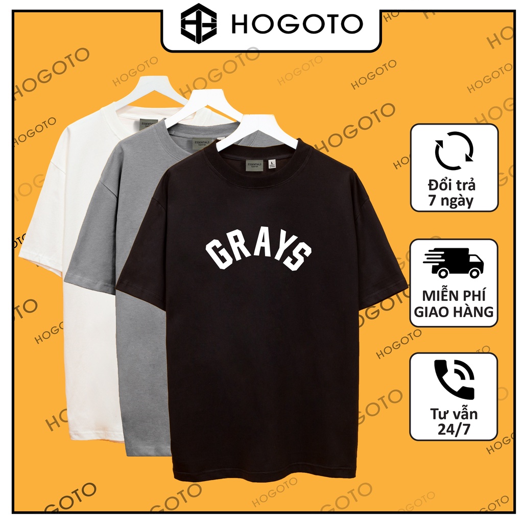 Áo thun Grays Hogoto shop , Áo thu unisex nam nữ from rộng oversize chất liệu 100% cotton