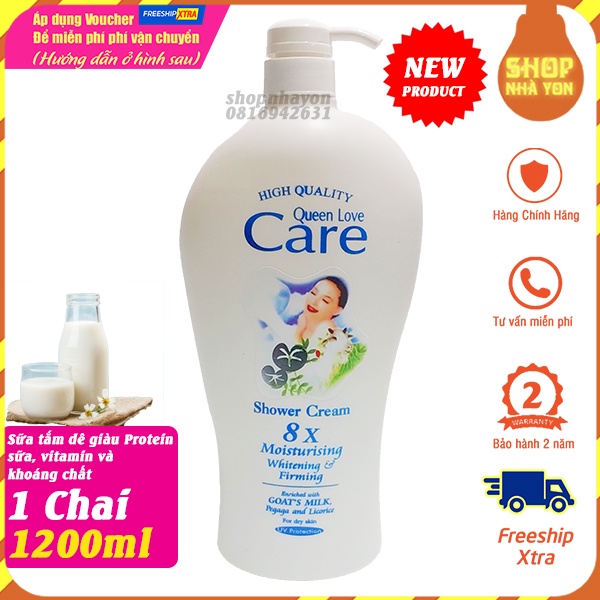 Sữa tắm dê White care 9x chai 1200ml giúp da sáng mịn chống nắng chống lão hóa