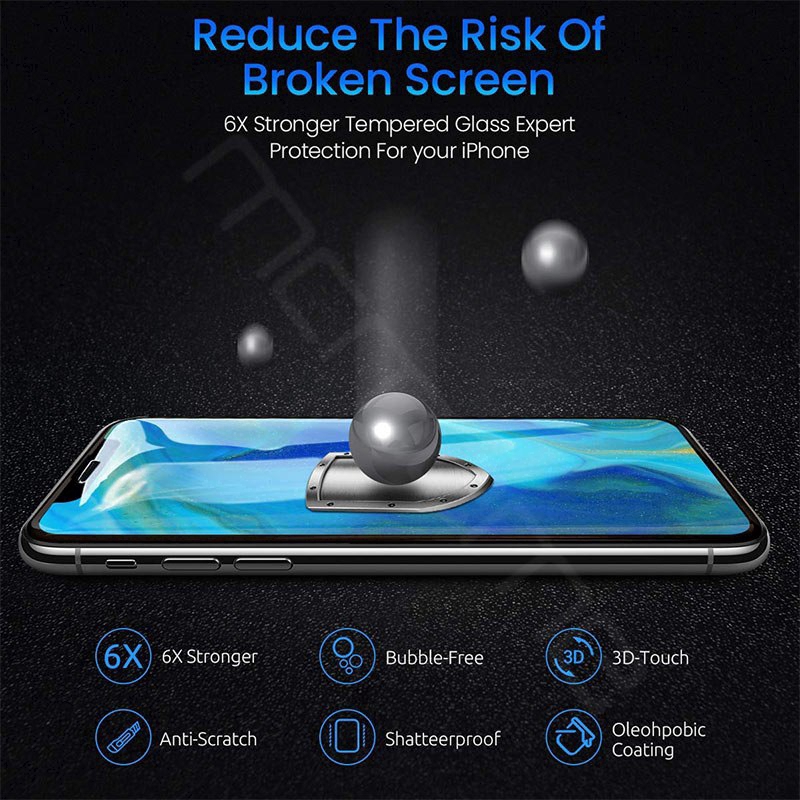 Kính Cường Lực Toàn Màn Hình Cong 3D iPhone 12 Mini 11 Pro 6 7 8 Plus X XS Max XR 10