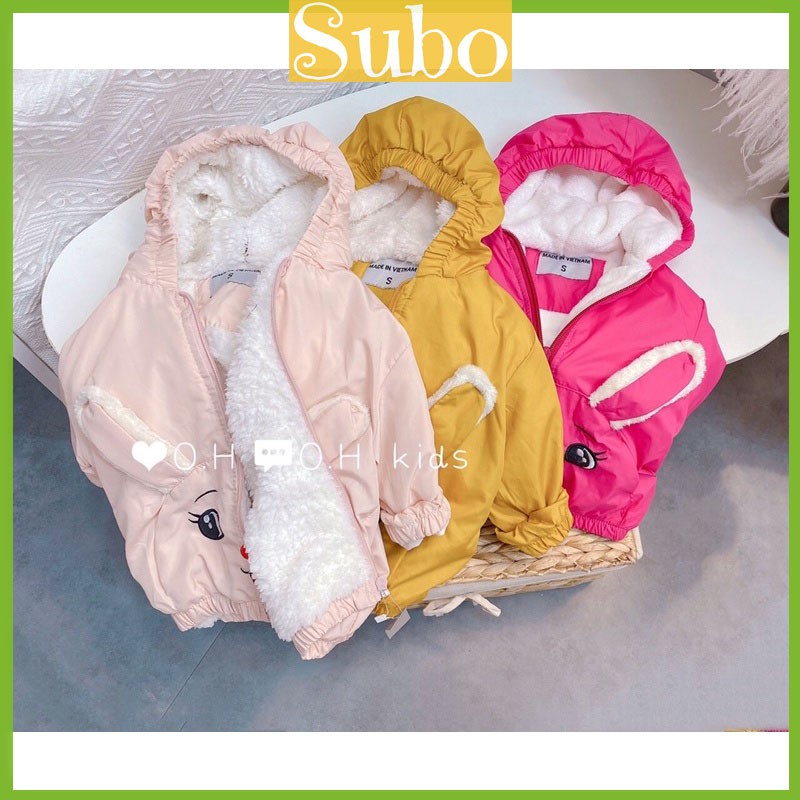 Áo khoác bé trai bé gái 2 lớp hình bé thỏ ngộ nghĩnh_SALE_Áo gió cho bé gái từ 12- 25 kg